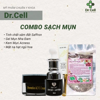 Combo Sạch Mụn DrCell: Sâm Đất Saffron, Gel Nha Đam, Kem Acness, Mặt Nạ Ngũ Hoa - 1.168.000 VND