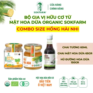 Combo Size Hồng Hài Nhi - Nước Tương, Đường, Mật Hoa Dừa Sokfarm USDA EU JAS, giá 250k