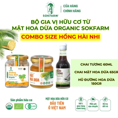 Combo Size Hồng Hài Nhi - Nước Tương, Đường, Mật Hoa Dừa Sokfarm USDA EU JAS, giá 250k