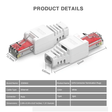 Công cụ ZoeRax Đầu nối RJ45 CAT6 - Phích cắm Ethernet 23‑26AWG, giá 63.799₫