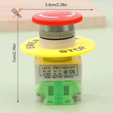 Công tắc tự khóa Rrlnmd 1NO1NC Dừng khẩn cấp, nút nhấn AC 660V 10A 5