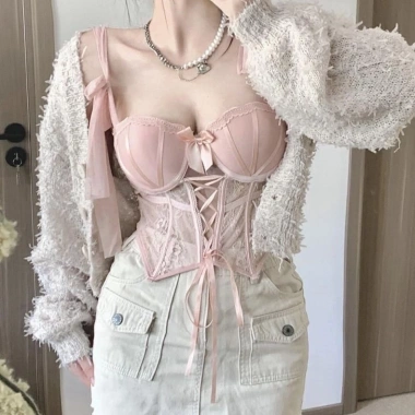 Corset Ren Hồng Gối Cảm Phối Xương Cá Ôm - Quần Lót Hot Girl Vest RGHX Giá Ưu Đãi 177.984₫