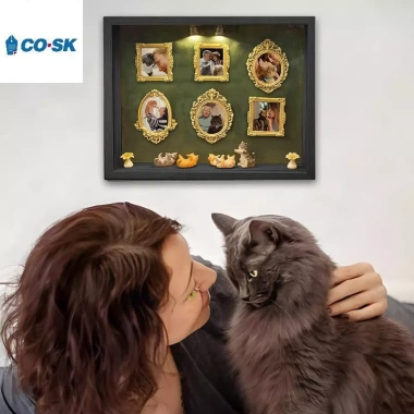 COUTR DIY Cat Mini Museum Silhouette Box Khung ảnh lưu niệm gia đình mèo có đèn LED VN giá ưu đãi 358.160₫