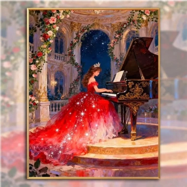 Cross Stitch 2.026 Thêu Piano Cô Gái Mẫu Nhỏ Người Mới Bắt Đầu Bộ Tự Làm
