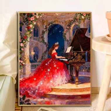 Cross Stitch 2.026 Thêu Piano Cô Gái Mẫu Nhỏ Người Mới Bắt Đầu Bộ Tự Làm