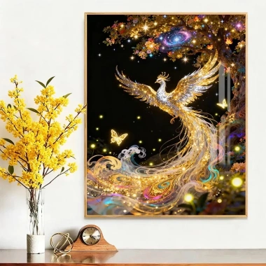 Cross Stitch Màu Vàng Phượng Hoàng Bầu Trời Sao Họa Tiết Thập DIY Thêu Phong Cách Mới