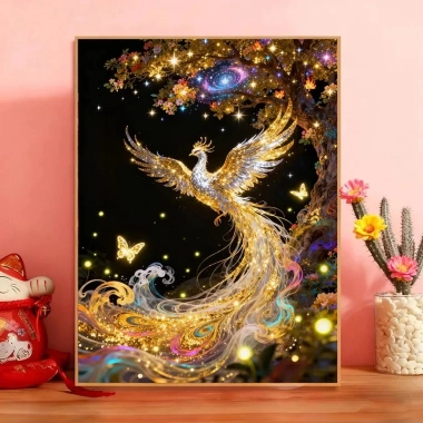Cross Stitch Màu Vàng Phượng Hoàng Bầu Trời Sao Họa Tiết Thập DIY Thêu Phong Cách Mới