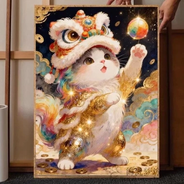 Cross Stitch Thêu 2.026 Phong Cách Mới Mèo Sư Tử May Mắn Handmade DIY Quà Tặng