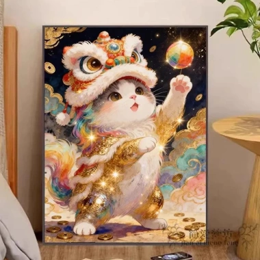 Cross Stitch Thêu 2.026 Phong Cách Mới Mèo Sư Tử May Mắn Handmade DIY Quà Tặng