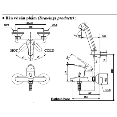 Củ sen tắm nóng lạnh inox 304 bộ đầy đủ vòi sen tay, dây sen, đế cài – giá ưu đãi 101.650₫