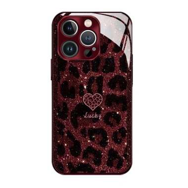 Da Báo In Hình Trái Tim Cho Apple iPhone 16 Pro - Ốp Dây Mạ Kính 14 Lỗ Chống Sốc