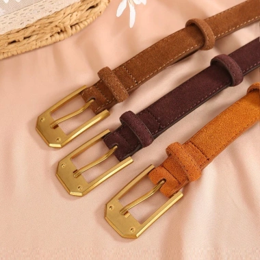 Da lộn Frosted Dermis Nữ Tôn Dáng Vintage Bull Thắt Lưng Da Bò Chất Lượng Cao 148k