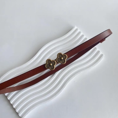 Đai thắt lưng nữ vintage da thật màu plum, khóa chữ thập, dây điều chỉnh, phong cách sang trọng