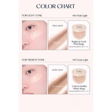 DAISO TAG Dewy Skin Cushion SPF50 PA+++ 15g - Kem nền đệm phát sáng, dưỡng ẩm, ánh sáng nhạt - Đệm Hàn Quốc - 195.316₫