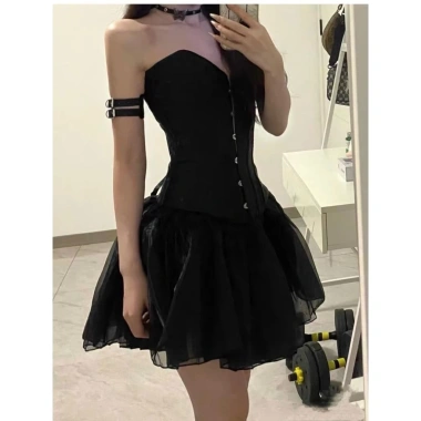 Đầm corset jacquard đen Thiên Nga, eo ngắn nặng, tiệc sinh nhật, giá 523.584₫ 4