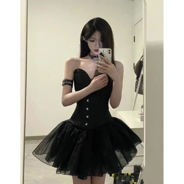 Đầm corset jacquard đen Thiên Nga, eo ngắn nặng, tiệc sinh nhật, giá 523.584₫ 9