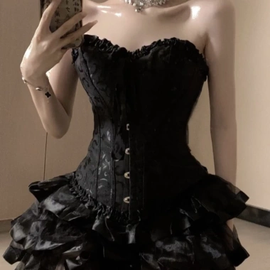 Đầm corset jacquard đen Thiên Nga, eo ngắn nặng, tiệc sinh nhật, giá 523.584₫ 10