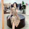 Đầm kẻ bbr Chân cá Tay cánh Tiên dáng babydoll trẻ trung hàng loại 1