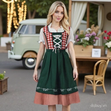 Đầm kẻ sọc dân tộc truyền thống – Phong cách Oktoberfest và Halloween, giá 531,112₫
