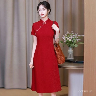 Đầm Qipao đỏ retro phong cách Trung Hoa cho cô dâu đính hôn mùa hè 2.025 - Giá ưu đãi 685.518₫ 4