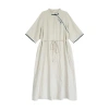 Đầm Qipao Trung Hoa vải lanh cotton thoáng mát, thêu retro, cổ áo thanh lịch - Giảm 21% 6