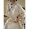 Đầm Qipao Trung Hoa vải lanh cotton thoáng mát, thêu retro, cổ áo thanh lịch - Giảm 21% 9