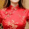 Đầm sườn xám đỏ tay ngắn họa tiết hoa mận - Phong cách thanh lịch, phù hợp tiệc cưới, ưu đãi giảm giá, giá chỉ 265.556₫ 6