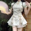 Đầm sườn xám hai mảnh retro Trung Hoa, tay phồng, nút đẹp - Giá chỉ 290.009₫
