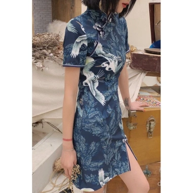 Đầm sườn xám mùa hè 2.025 - phong cách Trung Hoa retro, giảm giá chỉ 335.610₫