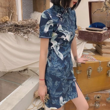 Đầm sườn xám mùa hè 2.025 - phong cách Trung Hoa retro, giảm giá chỉ 335.610₫