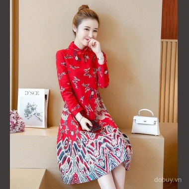 Đầm sườn xám phong cách dân tộc retro, eo slim-fit, đa size, giảm giá 22% - chỉ 406.145₫ 6