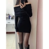 Đầm váy thu đông ôm body nữ dáng ngắn thiết kế trễ vai bản to sexy quyến rũ hottrend BA SP231 2