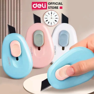 Dao rọc giấy mini 35mm cao cấp Deli Thép hợp kim siêu bền, nhỏ gọn, sắc bén, lỗ treo E2.050 - 12k