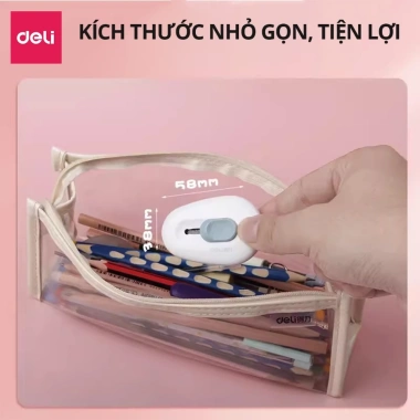 Dao rọc giấy mini 35mm cao cấp Deli Thép hợp kim siêu bền, nhỏ gọn, sắc bén, lỗ treo E2.050 - 12k