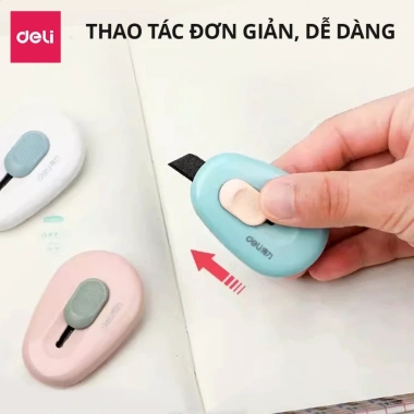 Dao rọc giấy mini 35mm cao cấp Deli Thép hợp kim siêu bền, nhỏ gọn, sắc bén, lỗ treo E2.050 - 12k