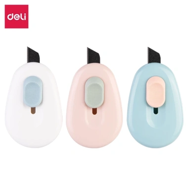 Dao rọc giấy mini 35mm cao cấp Deli Thép hợp kim siêu bền, nhỏ gọn, sắc bén, lỗ treo E2.050 - 12k