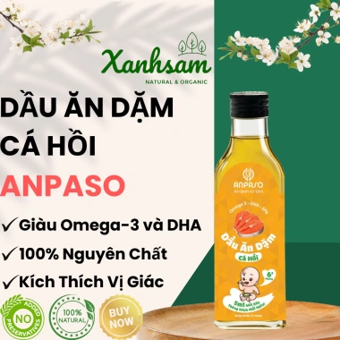 Dầu ăn dặm cho bé vị cá hồi 100ml ANPASO XanhSam Organic giảm giá 88.500 VND