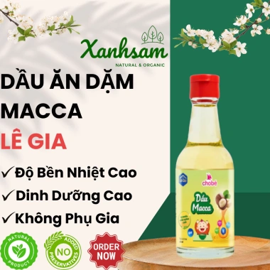 Dầu ăn dặm Maca 60ml Lê Gia - Xanh Sam Natural & Organic, dinh dưỡng an toàn cho bé, giá ưu đãi 81.250₫