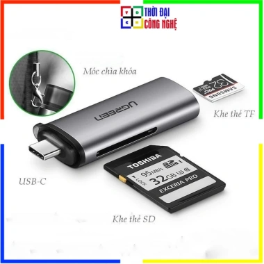 Đầu Đọc Thẻ Type C UGREEN CM184 - Tốc Độ Cao Đọc SD/TF cho MacBook, Laptop, Điện Thoại, Bảo Hành 18 Tháng