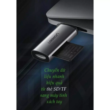 Đầu Đọc Thẻ Type C UGREEN CM184 - Tốc Độ Cao Đọc SD/TF cho MacBook, Laptop, Điện Thoại, Bảo Hành 18 Tháng