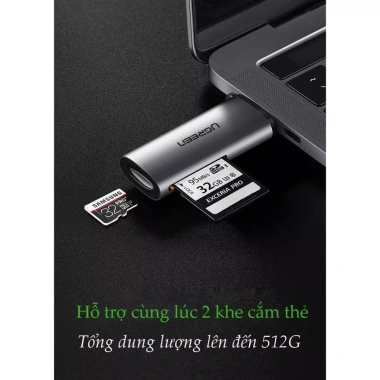 Đầu Đọc Thẻ Type C UGREEN CM184 - Tốc Độ Cao Đọc SD/TF cho MacBook, Laptop, Điện Thoại, Bảo Hành 18 Tháng
