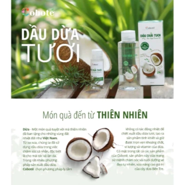 Dầu dừa tươi Cobote đa năng Organic 100% tự nhiên - Dưỡng da, tóc, giảm cân - Giá 112.500₫ giảm 22% 4