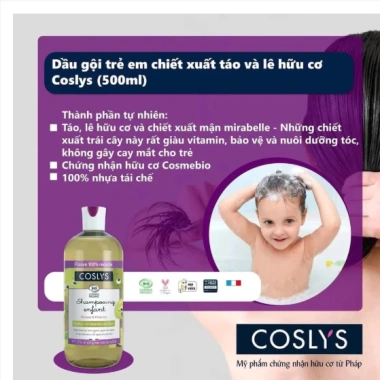 Dầu gội táo lê hữu cơ Coslys nhập khẩu Pháp dịu nhẹ 500ml Cosmos Organic Giá 511.755 VND 8