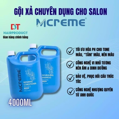 Dầu Gội Xả Can MCREME 4.000ml – Thơm Lâu, Mềm Mượt, Tiết Kiệm Salon, Giá 600k