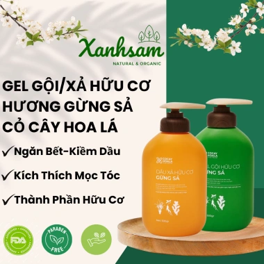 Dầu gội & xả thảo dược Xanhsam Natural Organic - Cỏ cây hoa lá, kích thích mọc tóc, ngăn bết dầu - 97.750₫