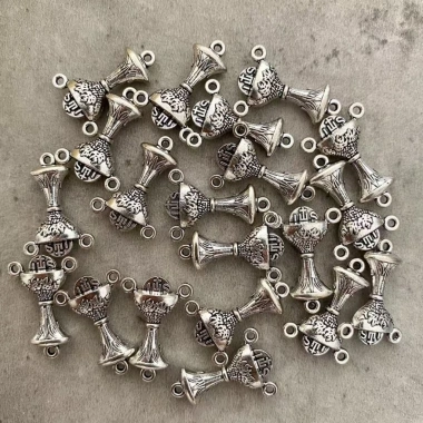 Đầu nối 3 lỗ Chén Thánh DIY 5 Bùa Tôn Giáo làm vòng cổ hạt cầu nguyện, phụ kiện phát hiện kim loại chuỗi Mân Côi 2