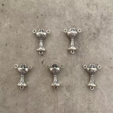 Đầu nối 3 lỗ Chén Thánh DIY 5 Bùa Tôn Giáo làm vòng cổ hạt cầu nguyện, phụ kiện phát hiện kim loại chuỗi Mân Côi 3