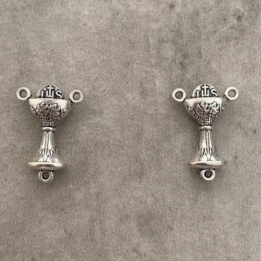 Đầu nối 3 lỗ Chén Thánh DIY 5 Bùa Tôn Giáo làm vòng cổ hạt cầu nguyện, phụ kiện phát hiện kim loại chuỗi Mân Côi 4