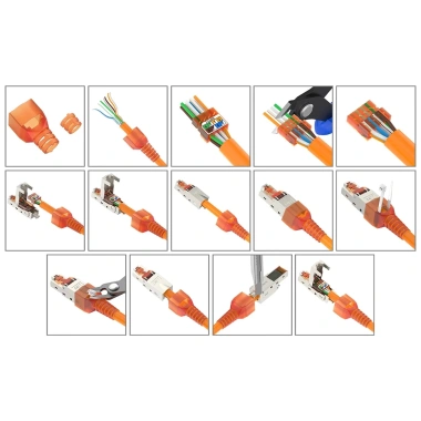 Đầu nối RJ45 Cat6A-8 che chắn, không cần dụng cụ, vỏ kim loại hợp kim kẽm 1 cái
