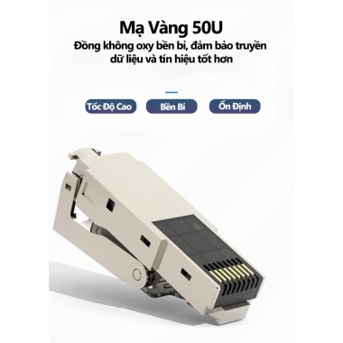Đầu nối RJ45 Cat6A-8 che chắn, không cần dụng cụ, vỏ kim loại hợp kim kẽm 1 cái